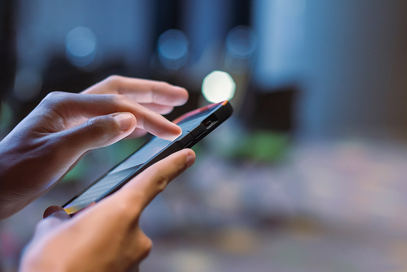 Person on the phone blur background