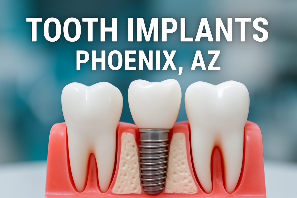 A close-up of a dental implant being placed in a patient's jaw, highlighting the precision and care involved in the procedure. No text on image.